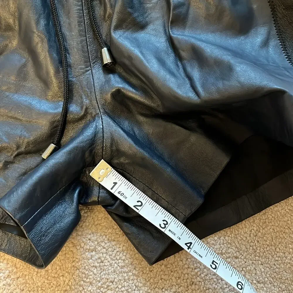 Jonathan Simkhai Leather Shorts w/ Stipe Size XS Black White Pull-On NWOT - Picture 8 of 8